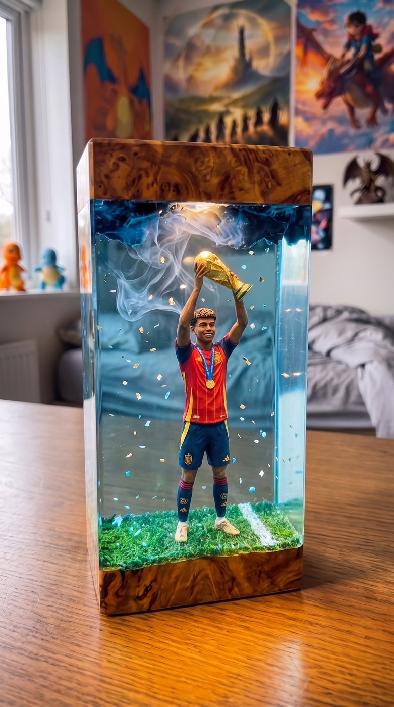 Lampada personalizzata con il tuo campione che alza la coppa
